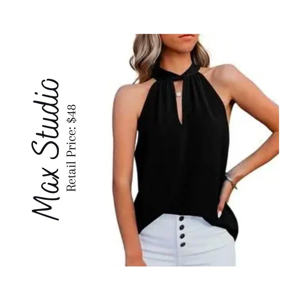 NWT Max Studio Black Keyhole Front Tank